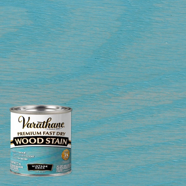 Premium Fast Dry Wood Stain, Vintage Aqua, 1/2 Pt